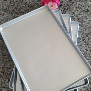 FOUR Baking Sheets 1/2  Size Commercial-Grade 18-Gauge Aluminum Sheet Pan